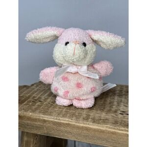 Vintage Russ Luv Bunch Bunny Baby Puffs Plush 3" Mini Pink Polka Dot Beanie EUC